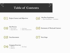 Table of contents our past experience ppt file elements