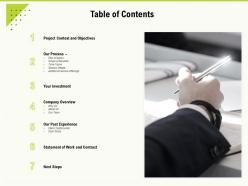 Table of contents our process a1284 ppt powerpoint presentation layouts slides