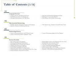 Table of contents outsourcing process ppt powerpoint presentation layouts