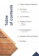 Table Of Contents Paling Services Proposal One Pager Sample Example Document
