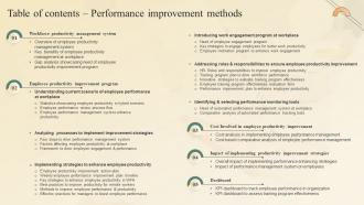 Table Of Contents Performance Improvement Methods Ppt File Background Designs