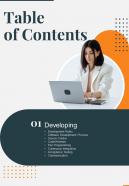 Table Of Contents Playbook For Software Design One Pager Sample Example Document
