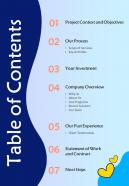 Table Of Contents Playschool Proposal One Pager Sample Example Document