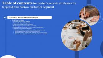 Table Of Contents Porters Generic Strategies For Targeted And Narrow Customer Segment