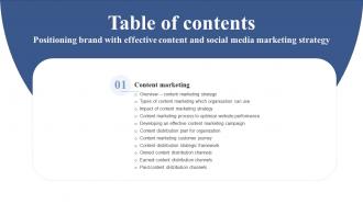 Table Of Contents Positioning Brand With Effective Content And Social Media Marketing Strategy