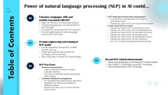 Table Of Contents Power Of Natural Language Processing NLP In Ai Analytical Informative