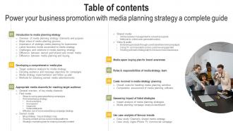 Table Of Contents Power Your Business Promotion With Media Planning Strategy SS V