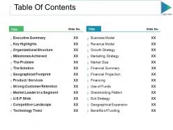 Table of contents ppt slides picture