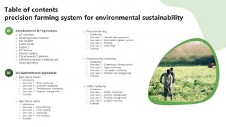 Table Of Contents Precision Farming System For Environmental Sustainability IoT SS V