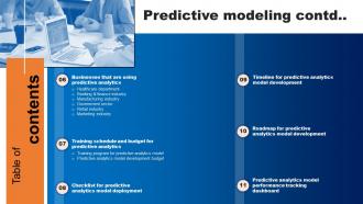 Table Of Contents Predictive Modeling Ppt Powerpoint Presentation Summary Design Ideas Image Content Ready