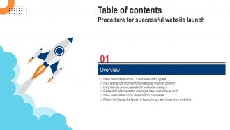Table Of Contents Procedure For Successful Website Launch