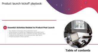 Table Of Contents Product Launch Kickoff Playbook Ppt Slides Layout