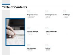 Table of contents project overview c452 ppt powerpoint presentation pictures ideas