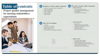 Table Of Contents Project Quality Management For Meeting Stakeholders Expectations PM SS