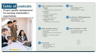 Table Of Contents Project Quality Management For Meeting Stakeholders Expectations PM SS Images Pre-designed