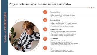 Table Of Contents Project Risk Management And Mitigation Attractive Professional