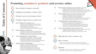 Table Of Contents Promoting Ecommerce Products And Services Online