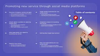 Table Of Contents Promoting New Service Through Social Media Platforms