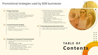 Table Of Contents Promotional Strategies Used By B2b Businesses