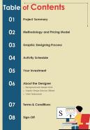 Table Of Contents Proposal For Graphic Design Services One Pager Sample Example Document