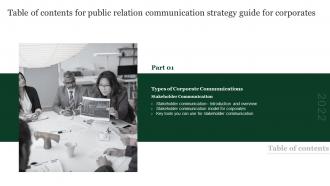 Table Of Contents Public Relation Communication Strategy Guide For Corporates