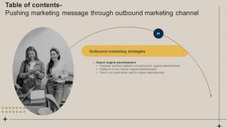 Table Of Contents Pushing Marketing Message Through Outbound Marketing Channel MKT SS V