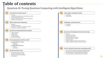Table Of Contents Quantum Ai Fusing Quantum Computing With Intelligent Algorithms AI SS
