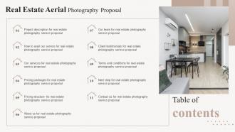 Table Of Contents Real Estate Aerial Photography Proposal Ppt Brochure