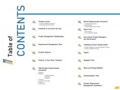 Table of contents requirement management planning ppt designs