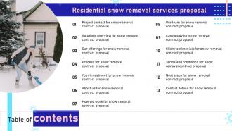 Table Of Contents Residential Snow Removal Services Proposal Ppt Slides Summary