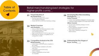 Table Of Contents Retail Merchandising Best Strategies For Higher Profits Contd