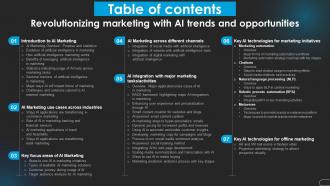 Table Of Contents Revolutionizing Marketing With Ai Trends And Opportunities AI SS V