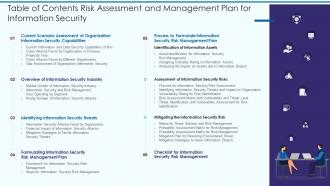 Table Of Contents Risk Assessment And Management Plan For Information Security