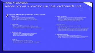 Table Of Contents Robotic Process Automation Use Cases And Benefits Designed Captivating