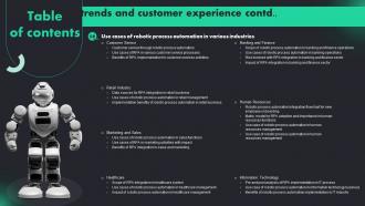 Table Of Contents RPA Adoption Trends And Customer Experience Visual Aesthatic