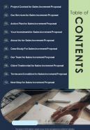 Table Of Contents Sale Increment Proposal One Pager Sample Example Document