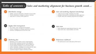 Table Of Contents Sales And Marketing Alignment For Business Growth Strategy SS V Appealing Downloadable