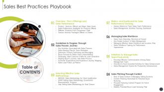 Table of contents sales best practices playbook