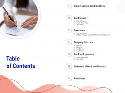 Table of contents scope of services ppt demonstration