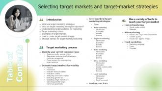 Table Of Contents Selecting Target Markets And Target Market Strategies