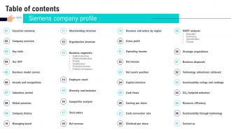 Table Of Contents Siemens Company Profile CP SS