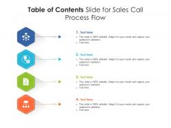 Table of contents slide for sales call process flow infographic template