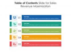 Table of contents slide for sales revenue maximization infographic template