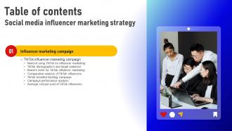 Table Of Contents Social Media Influencer Marketing Strategy Strategy SS V