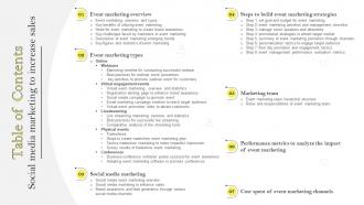 Table Of Contents Social Media Marketing To Increase Sales MKT SS V