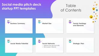 Table Of Contents Social Media Pitch Deck Startup Ppt Templates