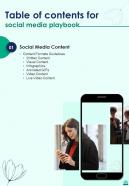 Table Of Contents Social Media Playbook One Pager Sample Example Document