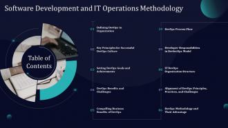 Table Of Contents Software Development And It Operations Methodology