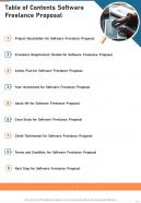 Table Of Contents Software Freelance Proposal One Pager Sample Example Document