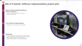 Table Of Contents Software Implementation Project Plan